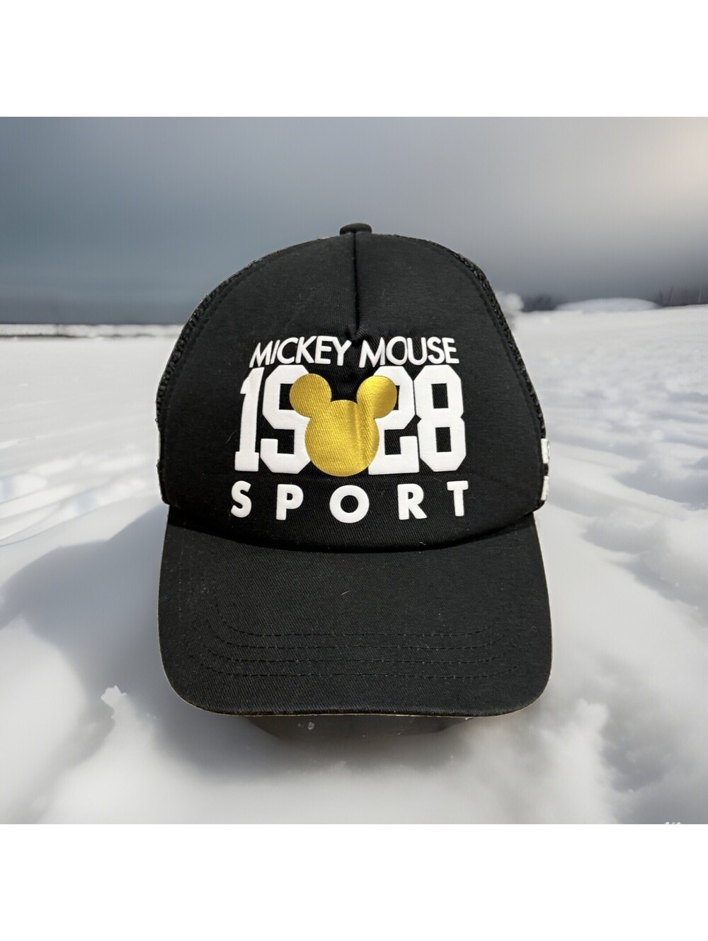 Mickey Mouse Disney Orlando Sport 1928 Theme Park Two Stripe Black Baseball Cap